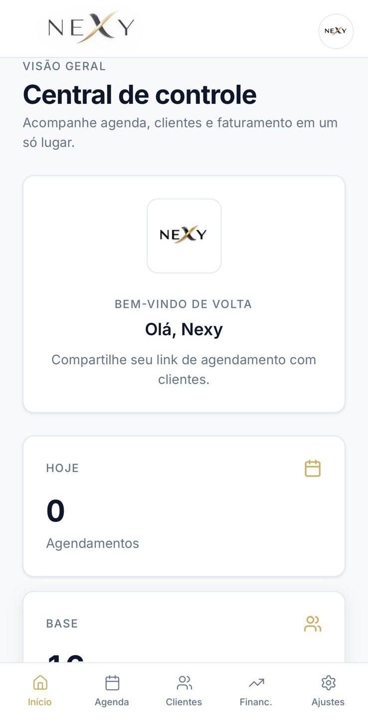 Painel Nexy — agenda, clientes e faturamento